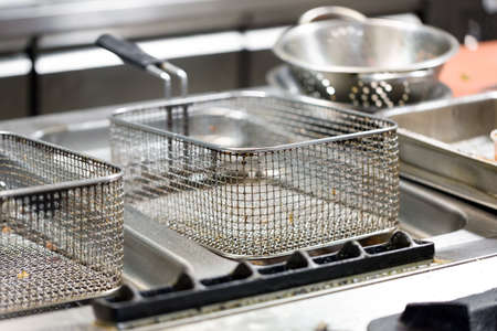 clean deep fryer close upの写真素材