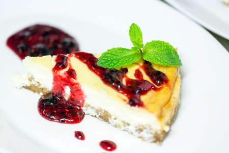 Gourmet dessert on white plate closeupの写真素材