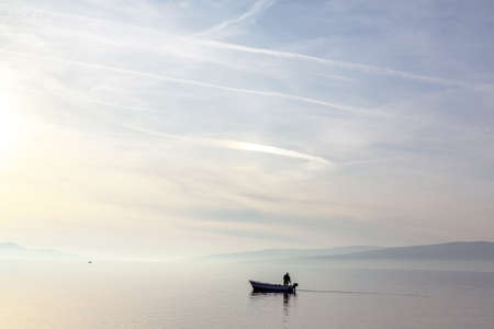 Beautiful landscape with boats and seaの写真素材