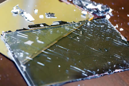 Tablet broken LCD screen closeup