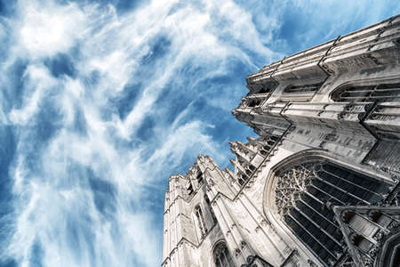 Beautiful Gothic cathedral from Bruxelles Belgiumの写真素材