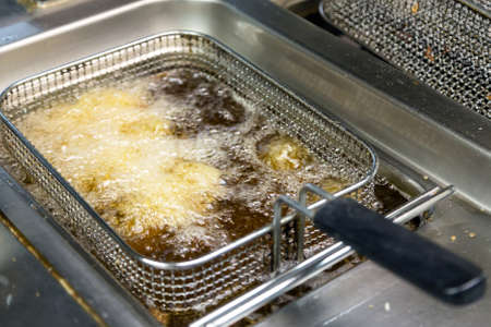 clean deep fryer close upの写真素材