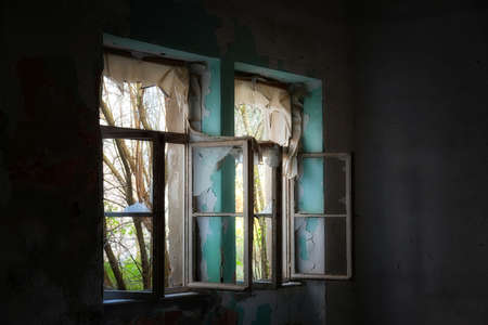Dark creepy abandoned house interiorの写真素材