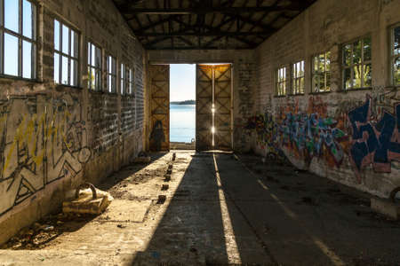 Dark creepy abandoned house interiorの写真素材