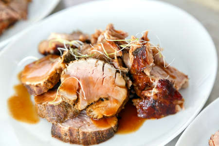 Preparing meat on the tableの写真素材