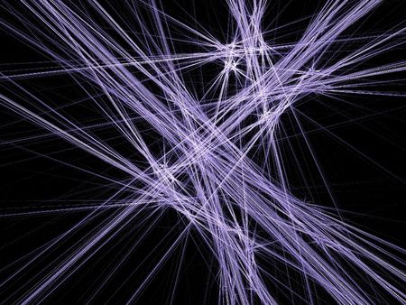 Shiny lavender and white beaming fractal on black