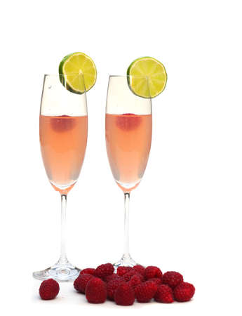 Raspberry cocktail on whiteの写真素材
