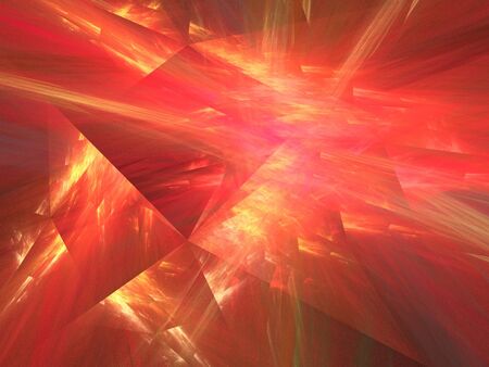 Beaming triangles in shades of red and yellow, fractal imageの写真素材