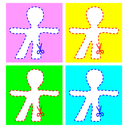 Human figure in different colours, with scissorsのイラスト素材