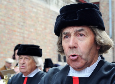 BRUGES (BRUGGE), BELGIUM - MAY 13: Procession of the Holy Blood. Annual religious procession going back to 1303, attracting 30.000 visitors this year. May 13, 2010 in Bruges (Brugge), Belgium.のeditorial素材