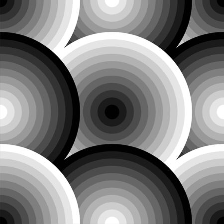 Black, grey and white circles, seamless tileのイラスト素材