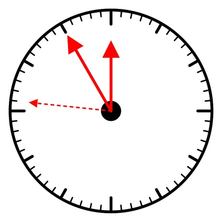Clock pointing almost five to twelve, vector