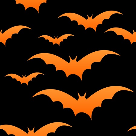 Orange bats on black, seamless tile, halloween.のイラスト素材