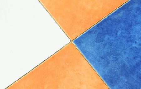 Orange, blue and white paving stone pattern, backgroundの写真素材