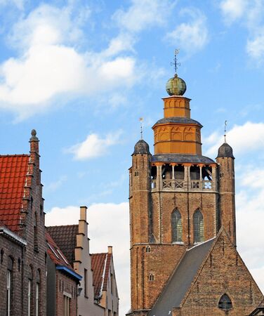 Church of Jerusalem and steproofed houses in Bruges; Belgium; Europeの写真素材