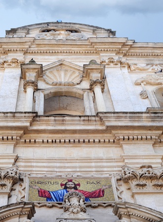 Detail of church in Monteneri, Puglia, Italy, Christus Paxの写真素材