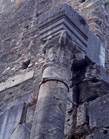 detail of gateway on the old roman via appia antica in rome, europe, italyの写真素材