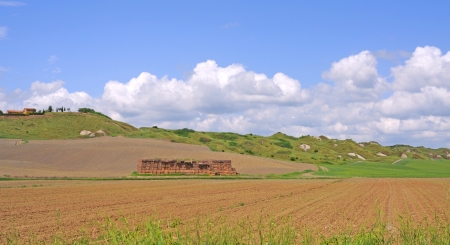 spring time in the crete senesi, tuscany, italyの写真素材