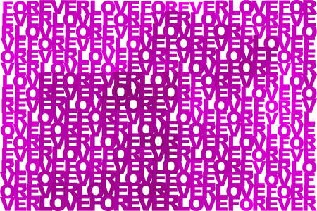 Forever love in different shades of pink and purple on white, typographic illustration.のイラスト素材