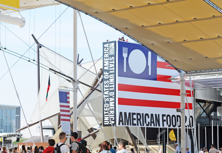 MILAN, ITALY - MAY 28, 2015: Expo 2015 'feeding the planet, energy for life' is attracting millions of people from the whole world till october 31. North American pavilionのeditorial素材