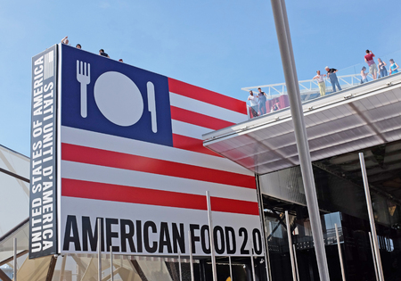 MILAN, ITALY - MAY 28, 2015: Expo 2015 'feeding the planet, energy for life' is attracting millions of people from the whole world till october 31. North American pavilionのeditorial素材