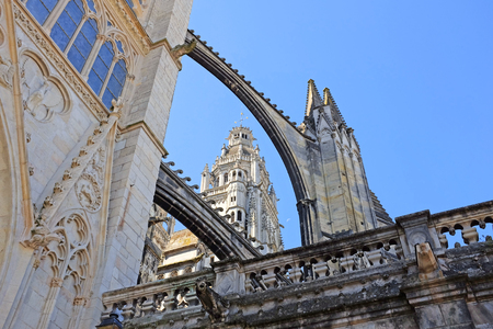 Cathedral of Saint Gatien in Tours, department Indre-et-Loire in France, Europeの写真素材