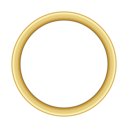 illustration of a basic round golden frame with room for text on white background, vector image, eps 10のイラスト素材