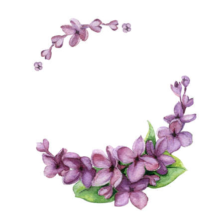 Watercolor lilac invitation or lodo designの写真素材