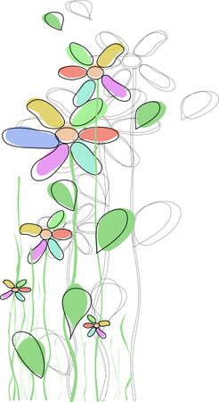 flowers are drawn with a children s handのイラスト素材