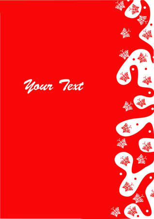 red background for a card with butterfliesのイラスト素材
