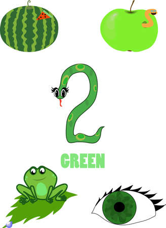 live subjects of green color for schoolのイラスト素材