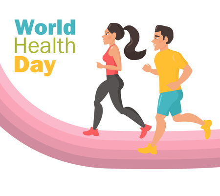 World health day. Man and woman runのイラスト素材
