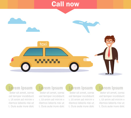 Taxi driver stands near taxi.のイラスト素材