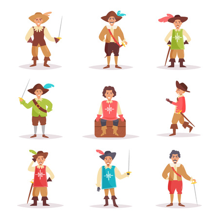 Musketeer. Vector. Cartoon. Isolated art on white background Flat.のイラスト素材