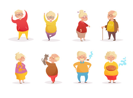Set with pensioners. Vector.のイラスト素材