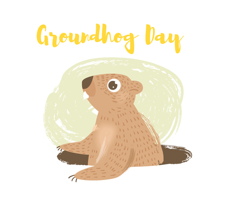 Groundhog day vector illustrationのイラスト素材