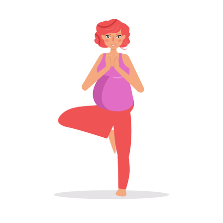 Yoga for pregnant women. Vector. Cartoon. Isolated art on white background. Flatのイラスト素材