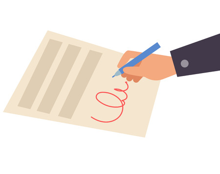 Businessman signing a document.のイラスト素材