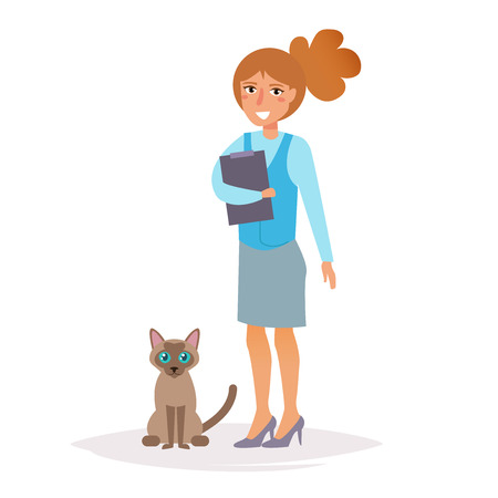 veterinarian with a pet. Vector.のイラスト素材