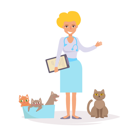 veterinarian with a pet.のイラスト素材
