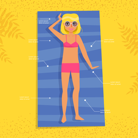 Girl on the beach in summer.のイラスト素材