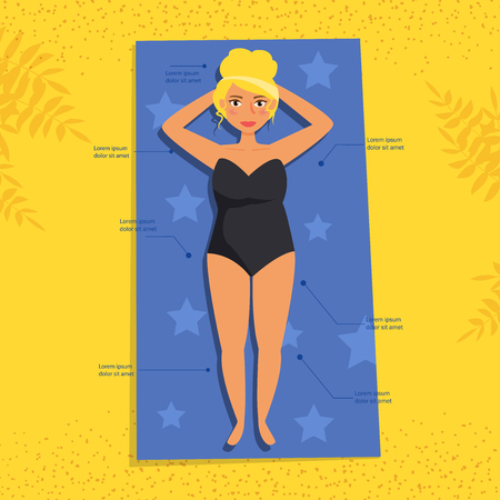 Girl on the beach in summerのイラスト素材
