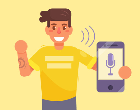 Smartphone. Voice control.のイラスト素材