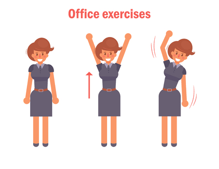 Exercises for office in cartoon illustration.のイラスト素材