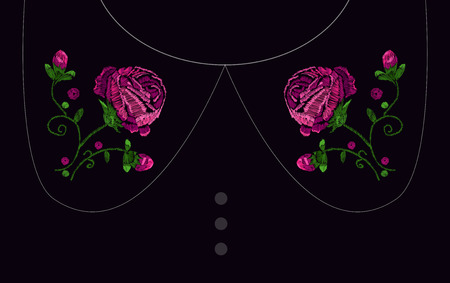 Collar with embroidery. Rose Vector Flat Artのイラスト素材