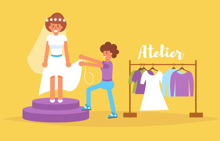 Fitting wedding dress Vector.のイラスト素材