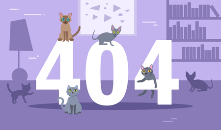Error 404 cats Vector. Cartoon.