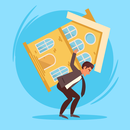 Man carrying a house. Concept,のイラスト素材