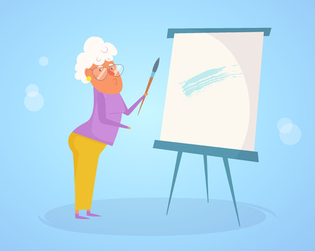 Grandmother draws Vector.のイラスト素材