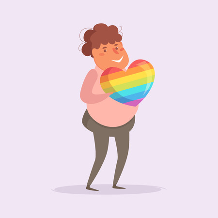 Lesbian with a rainbow heartのイラスト素材
